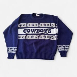 Men’s Vintage Dallas Cowboys Sweater USA 1980s 90s knit AZTEC Medium RARE